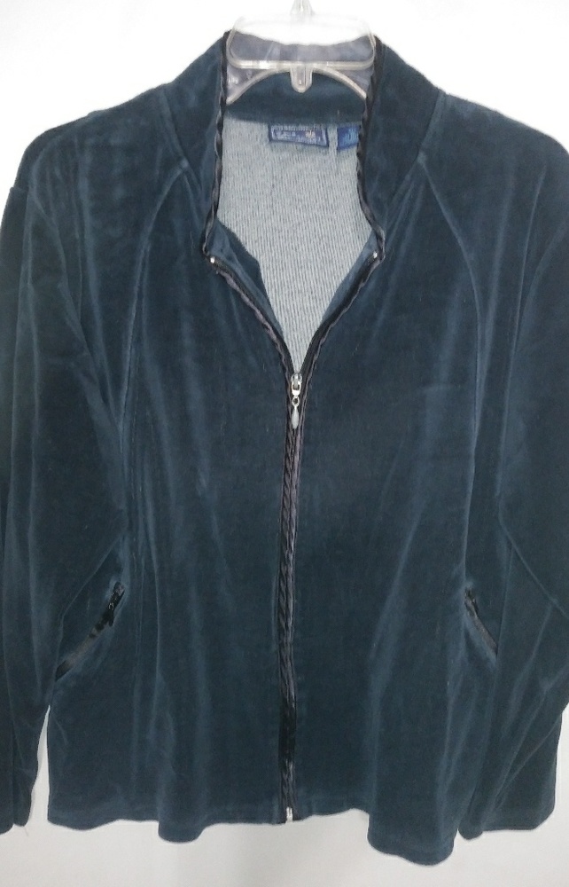 Jane Ashley LP Deep Aquamarine Blue Velour Jacket Petite
